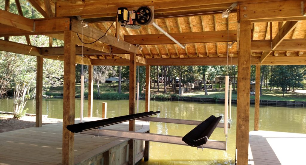 Boat house construction lift with cradle on lake Houston Crosby, t x