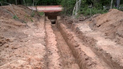 trenching benched for safety 