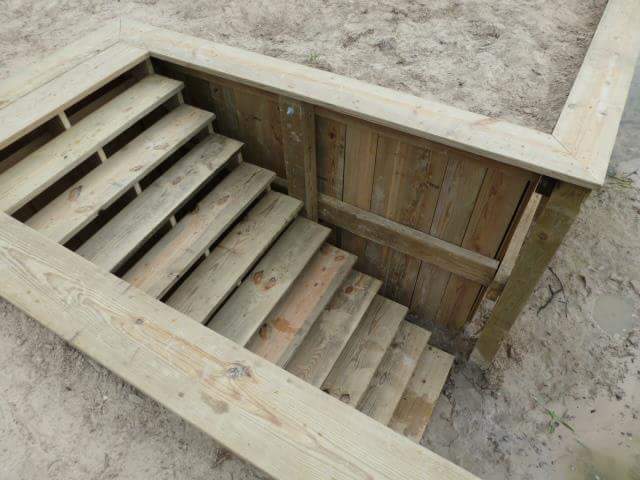 lake Houston custom boat house construction steps for water entry