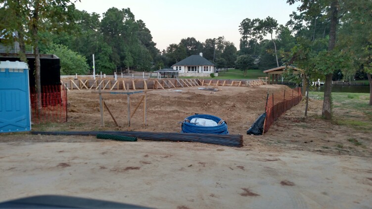 formed up house pad ready to pour concrete